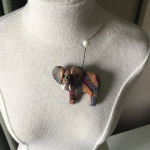 Artisan Made Multi-Color Elephant Pin